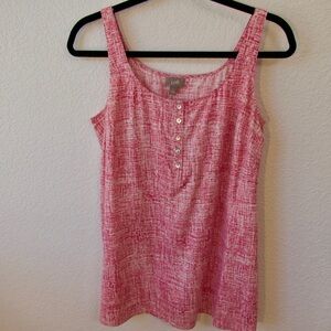 Silk tank blouse in pink and white